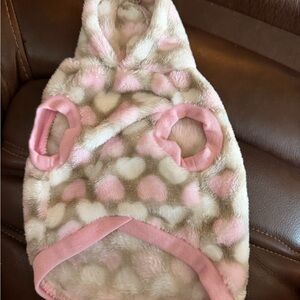 Pink and White Heart Dog Hoodie